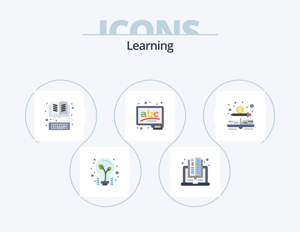 Lernen flaches Icon Pack 5 Icon Design. Buchen. Kreide. Buchen. Planke. online vektor
