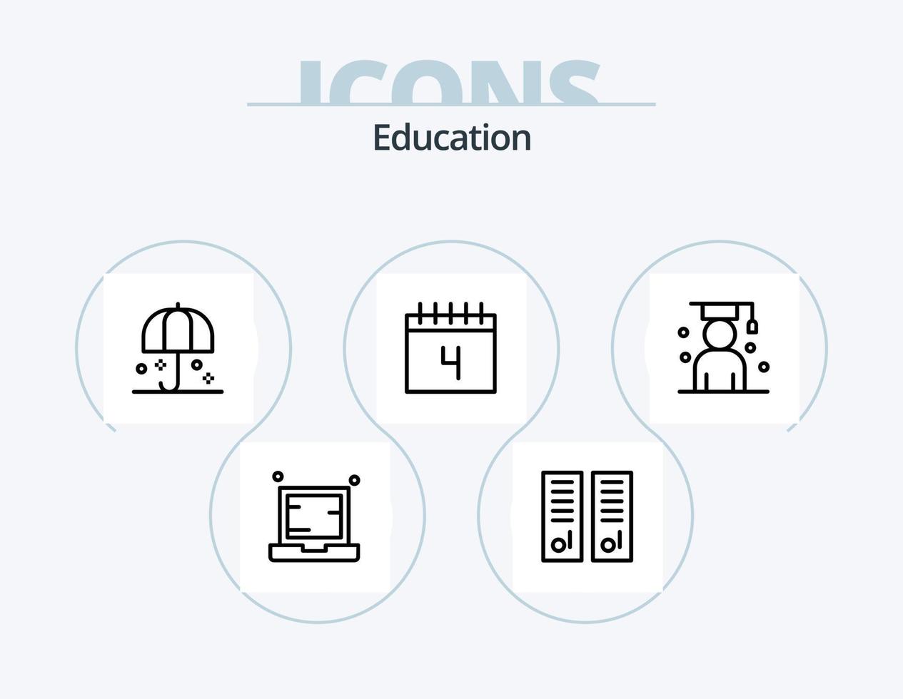 utbildning linje ikon packa 5 ikon design. regn. försäkring. utomhus. systemet. planet vektor