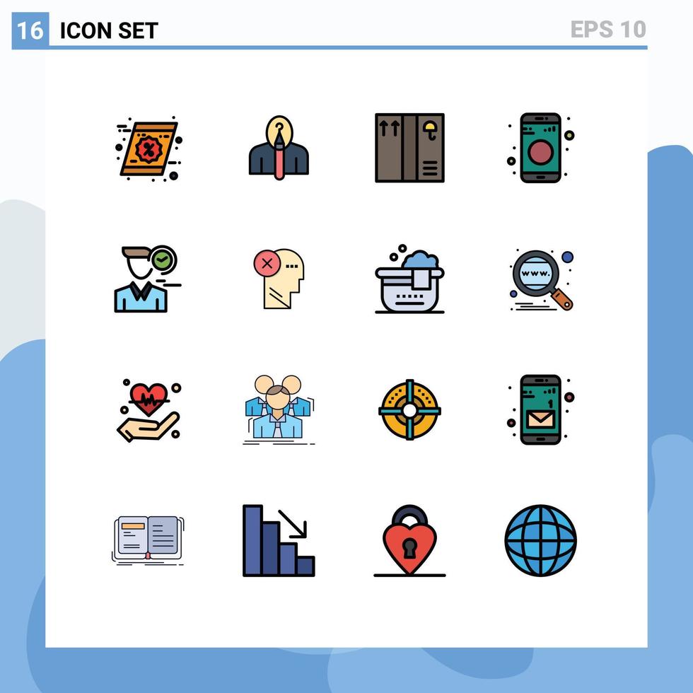 universell ikon symboler grupp av 16 modern platt Färg fylld rader av manlig tid kreativ tecken data redigerbar kreativ vektor design element