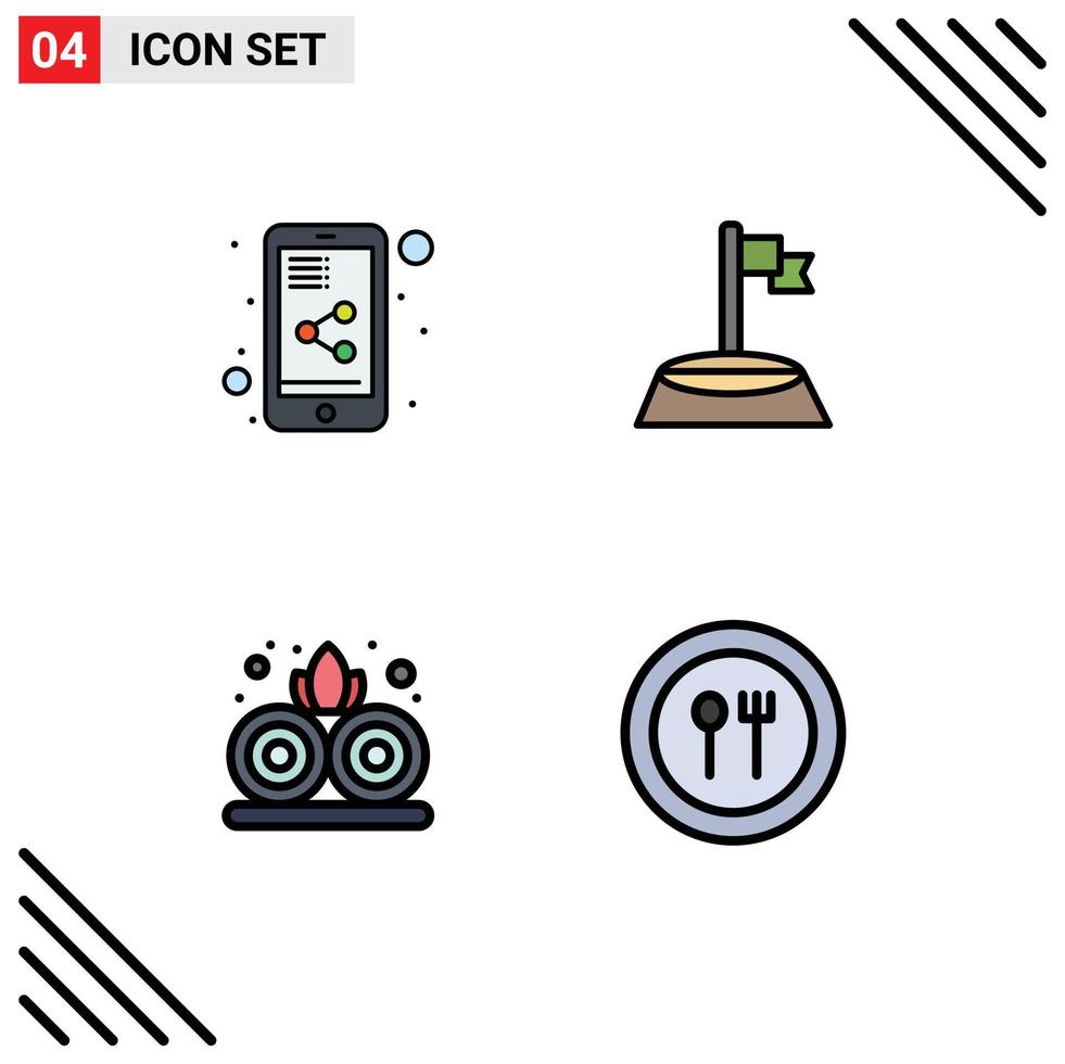 Aktienvektor-Icon-Pack mit 4 Zeilenzeichen und Symbolen für editierbare Vektordesign-Elemente der Aktienanlage Ecke Sportgabel vektor