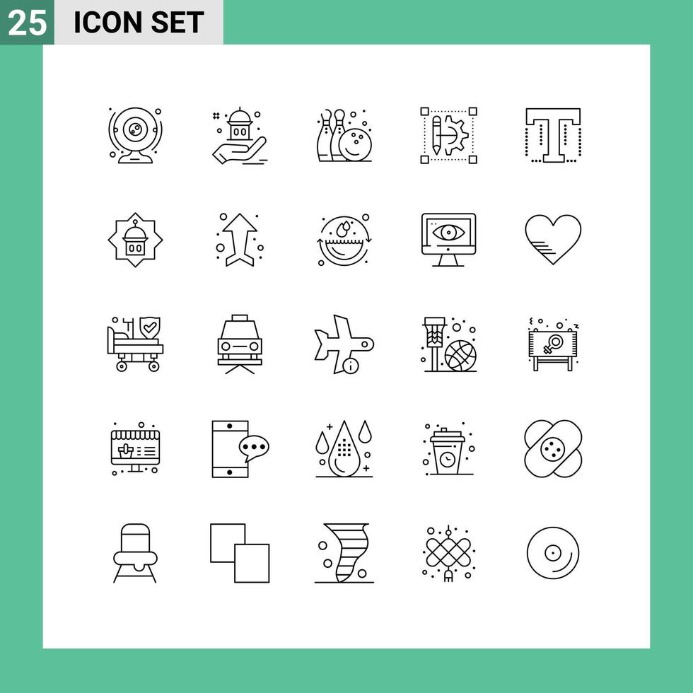 modern uppsättning av 25 rader och symboler sådan som miljö kugge hjul hand redigera spela redigerbar vektor design element