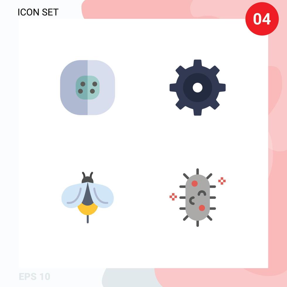 uppsättning av 4 kommersiell platt ikoner packa för atom honung kemi miljö bakterie redigerbar vektor design element
