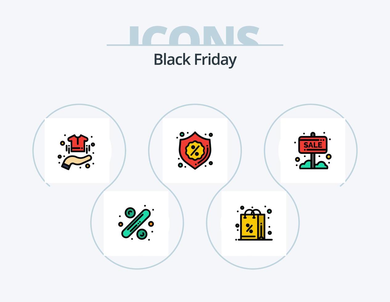 svart fredag linje fylld ikon packa 5 ikon design. chatt. märka. pris märka. försäljning. analys vektor