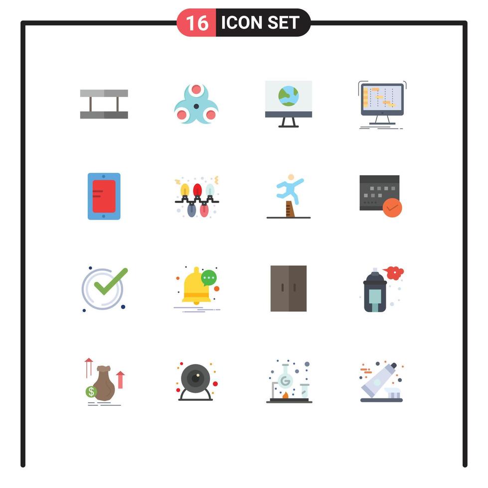 16 flaches Farbpaket der Benutzeroberfläche mit modernen Zeichen und Symbolen des mobilen digitalen Computers daw ableton editierbares Paket kreativer Vektordesignelemente vektor
