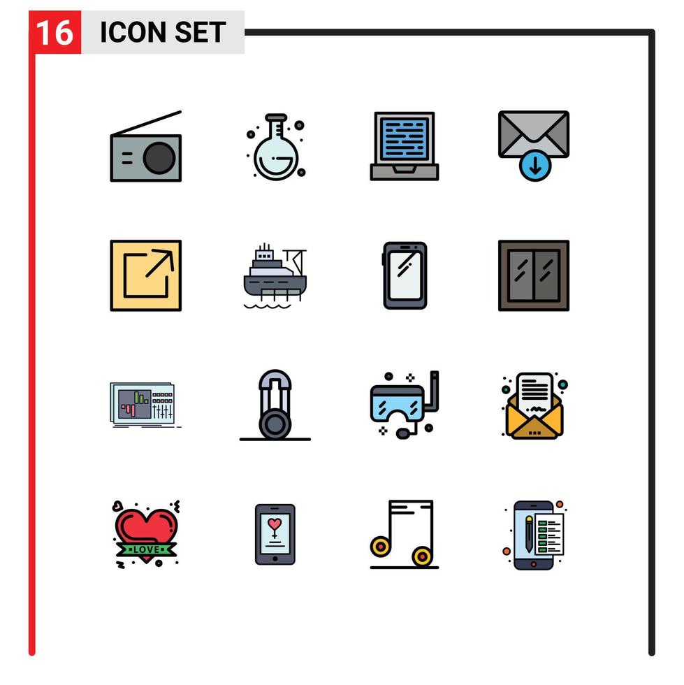 Aktienvektor-Icon-Pack mit 16 Zeilenzeichen und Symbolen für die Bootsfreigabe Computerverbindung senden bearbeitbare kreative Vektordesign-Elemente vektor