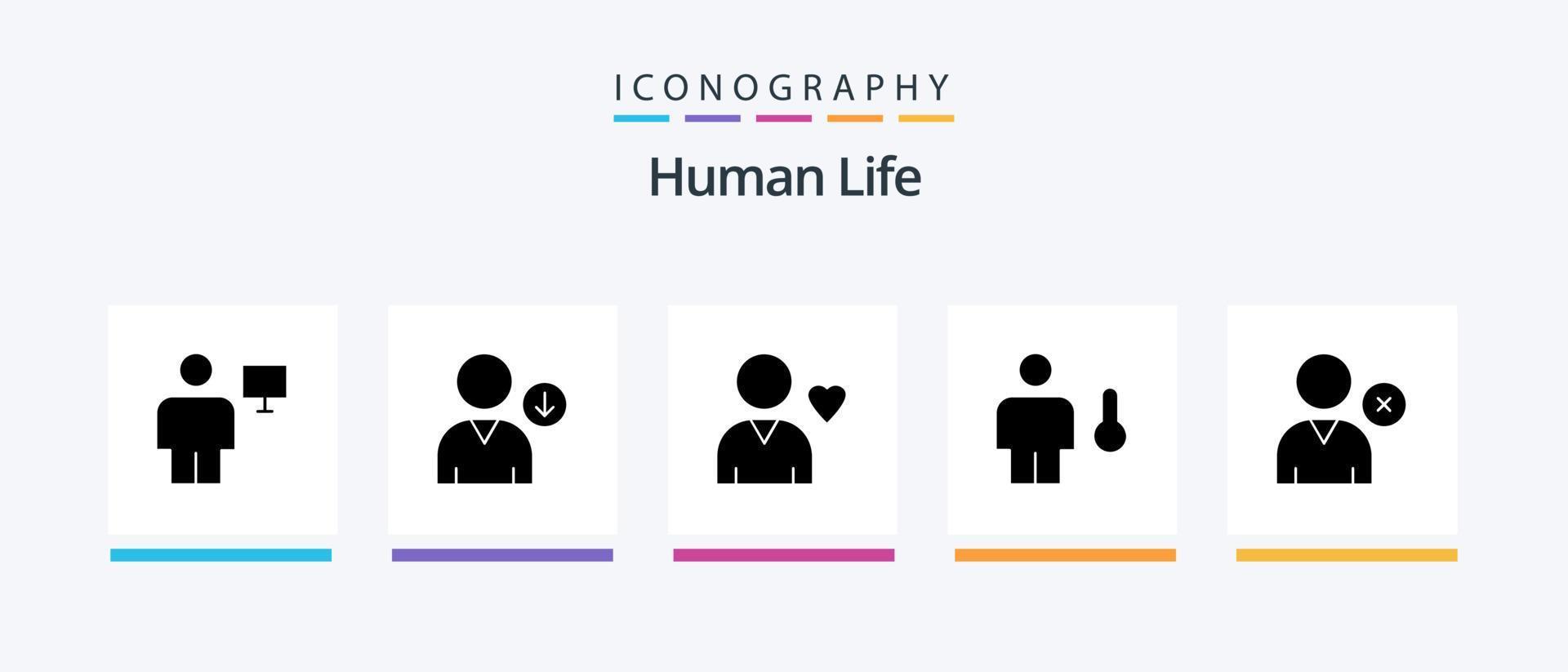 mänsklig glyf 5 ikon packa Inklusive man. temperatur. favorit. mänsklig. kropp. kreativ ikoner design vektor