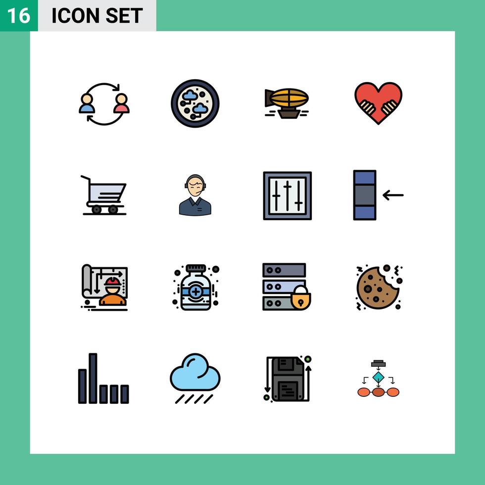 uppsättning av 16 modern ui ikoner symboler tecken för valentine hjärta teknologi resa fylld redigerbar kreativ vektor design element