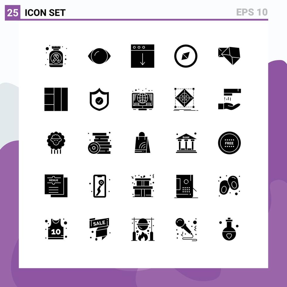 uppsättning av 25 modern ui ikoner symboler tecken för meddelande företag app symbol kompass redigerbar vektor design element