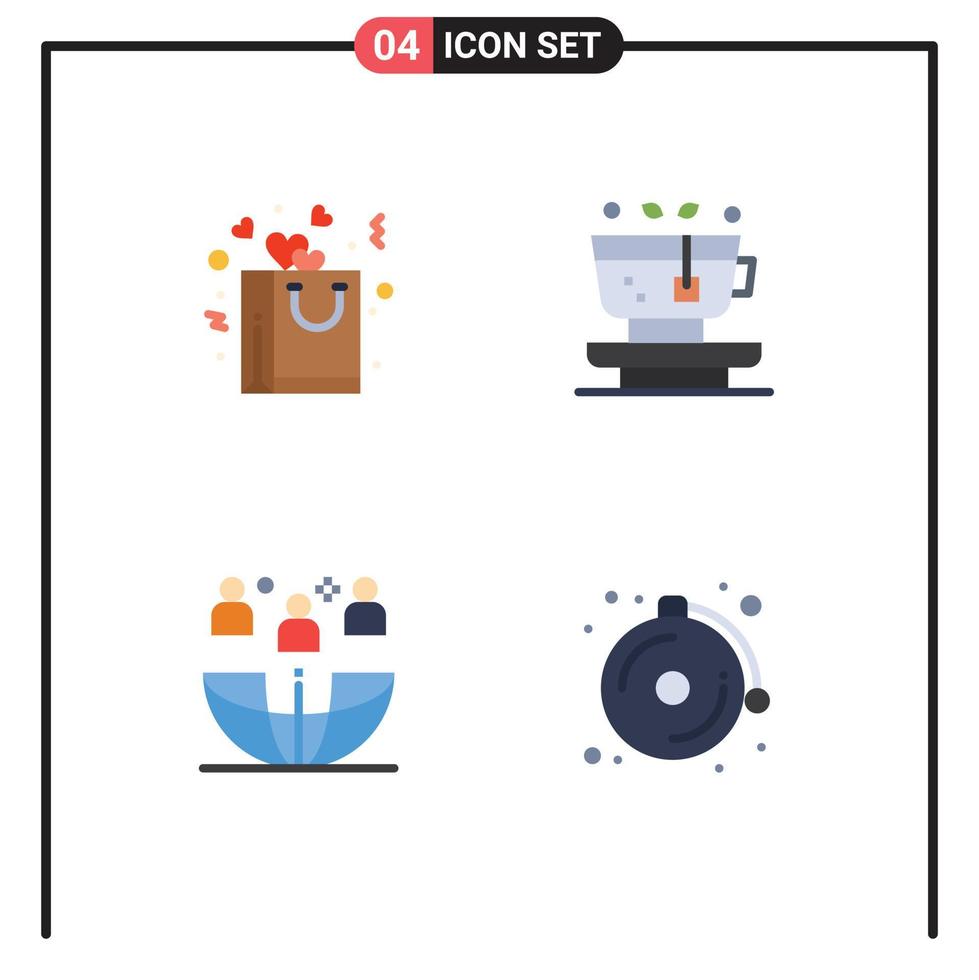 universell ikon symboler grupp av 4 modern platt ikoner av väska global roman växt möte redigerbar vektor design element