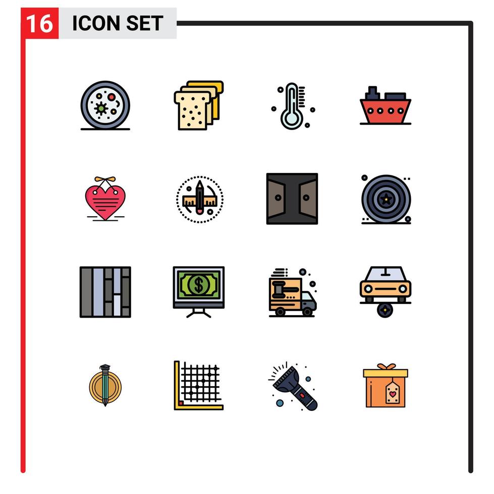 16 kreativ ikoner modern tecken och symboler av kalender hjärta temperatur fordon marin redigerbar kreativ vektor design element