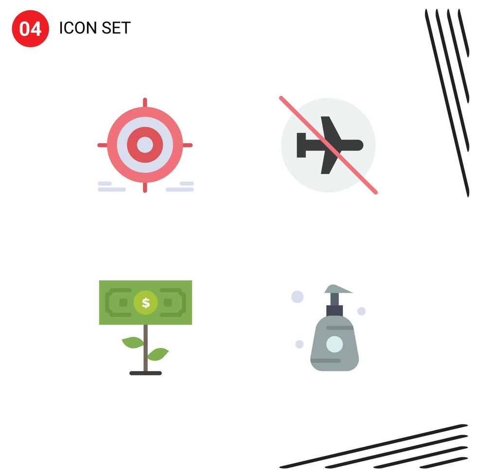 modern uppsättning av 4 platt ikoner pictograph av mål tecken mål Inaktiverad pengar redigerbar vektor design element