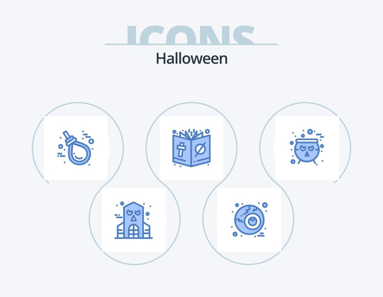 halloween blå ikon packa 5 ikon design. kittel. religion. halloween. halloween. bok vektor