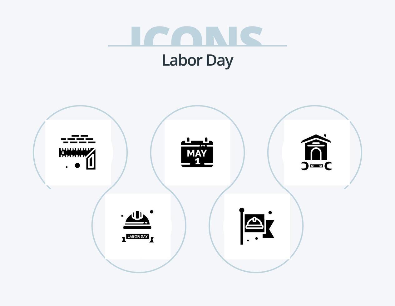 Labor Day Glyph Icon Pack 5 Icon Design. Kalender . Größe. Flagge . eben . Messung vektor