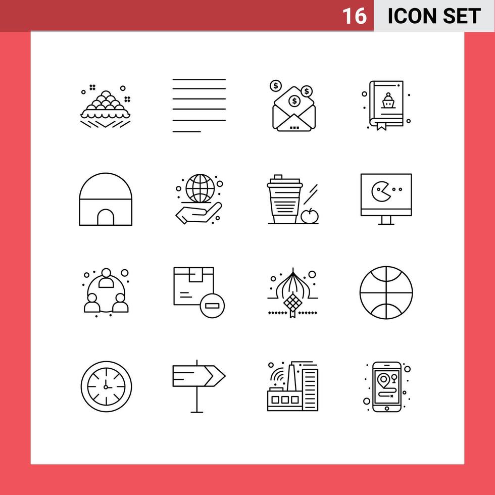 uppsättning av 16 vektor konturer på rutnät för islamic byggnad byggnad företag bok bakning redigerbar vektor design element