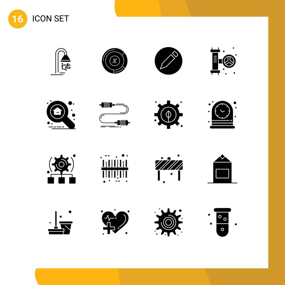 modern uppsättning av 16 fast glyfer och symboler sådan som Sök lägenhet grundläggande systemet rörmokare redigerbar vektor design element