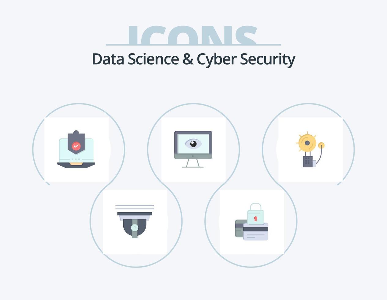 Data Science und Cyber Security Flat Icon Pack 5 Icon Design. Monitor. Schutz. sicher. geschützt. Internet vektor