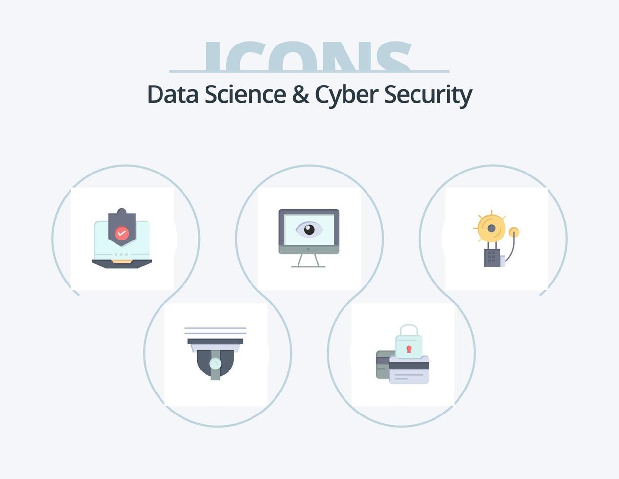 data vetenskap och cyber säkerhet platt ikon packa 5 ikon design. övervaka. skydd. säkra. skyddad. internet vektor