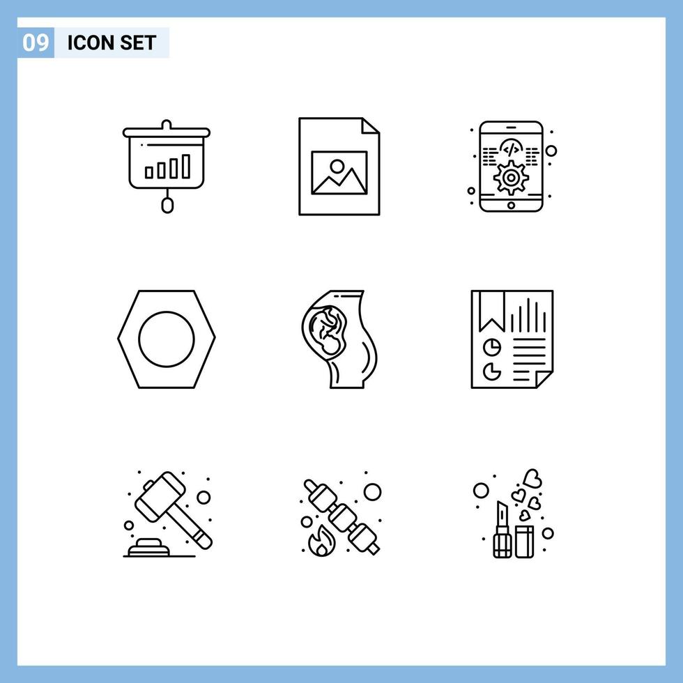 9 kreativ ikoner modern tecken och symboler av bebis graviditet app verktyg pil redigerbar vektor design element