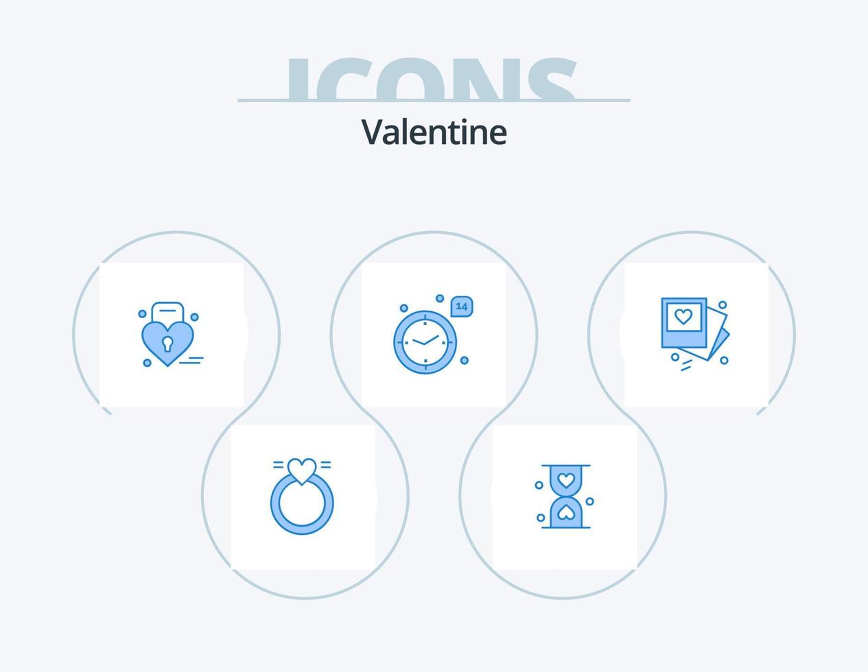 valentine blå ikon packa 5 ikon design. galleri. bröllop. väntar. kärlek. weding vektor