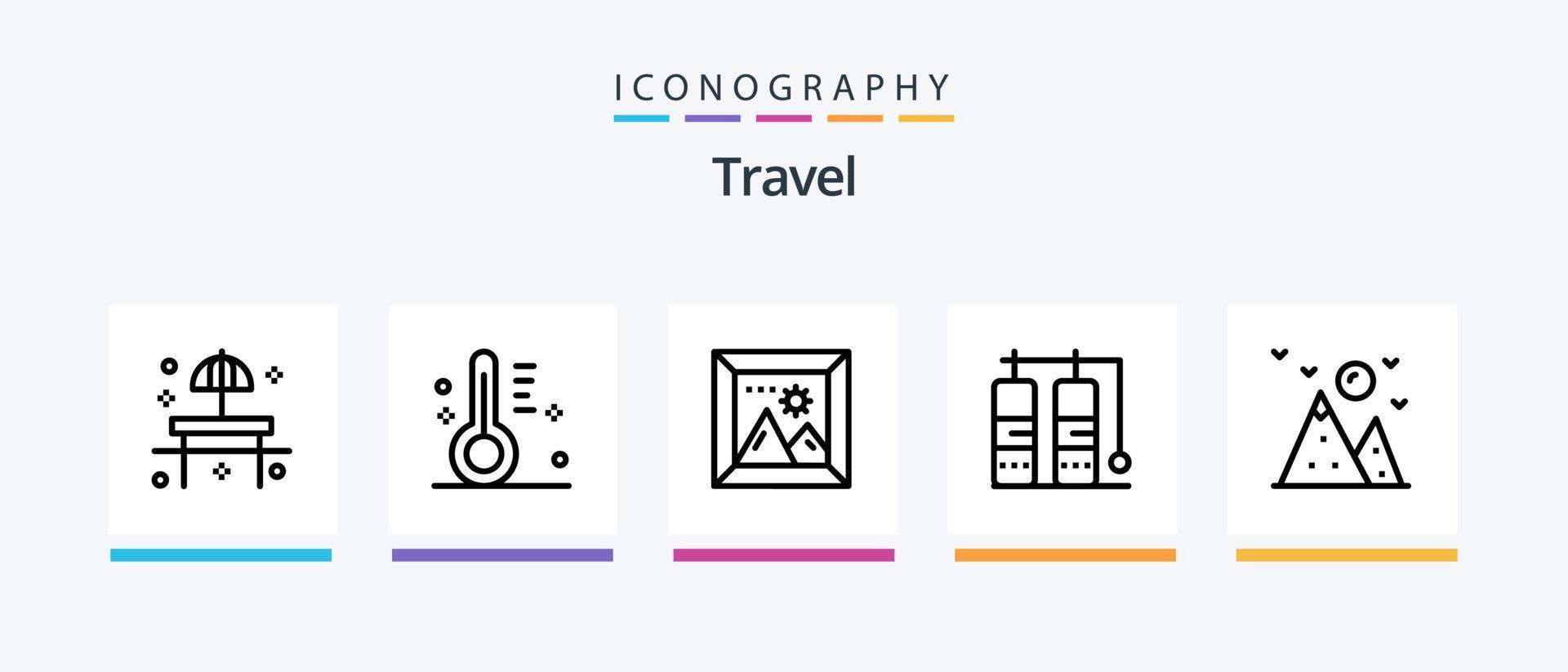 Travel Line 5 Icon Pack inklusive Guthaben. Karte. Taxi. ausleihen. reisen. kreatives Symboldesign vektor