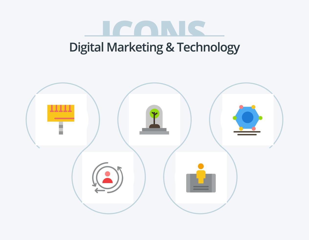 digitales Marketing und Technologie flaches Icon Pack 5 Icon Design. Netzwerk. Baum. Werbung. Pflanze, Anlage. Wachstum vektor