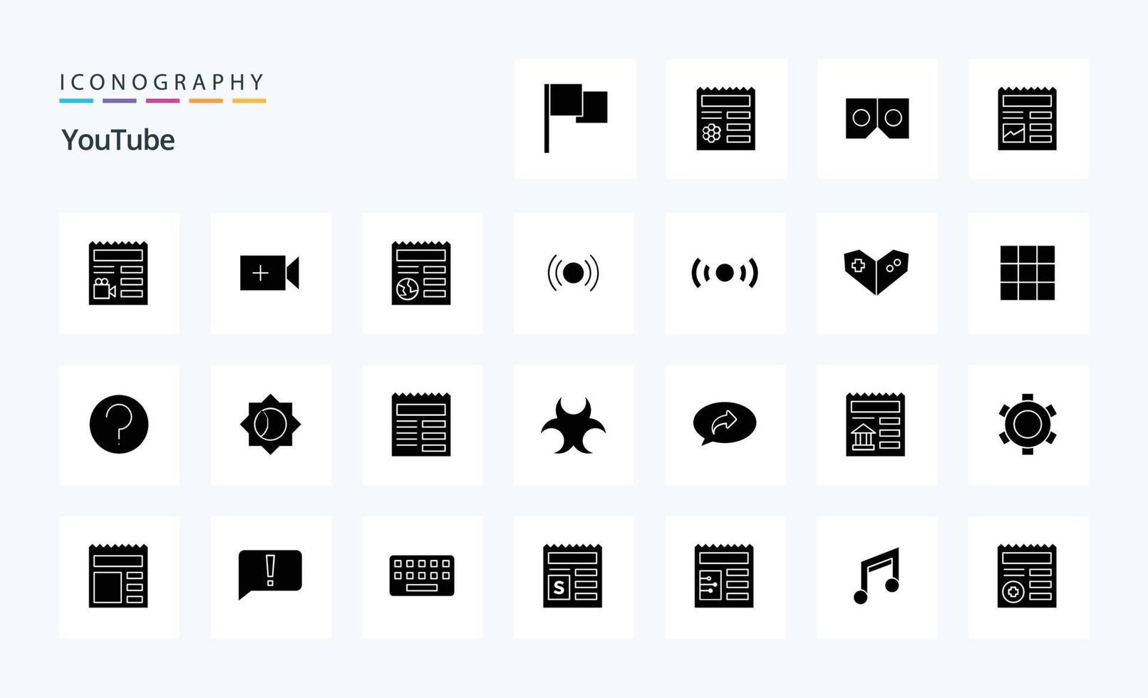 25 Youtube Solid Glyph Icon Pack vektor