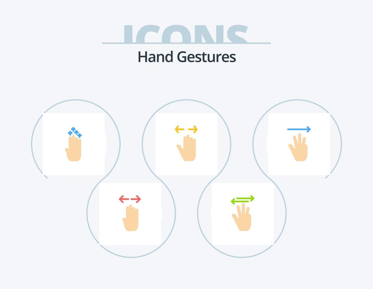 hand gester platt ikon packa 5 ikon design. vänster. hand. vänster. upp. gest vektor