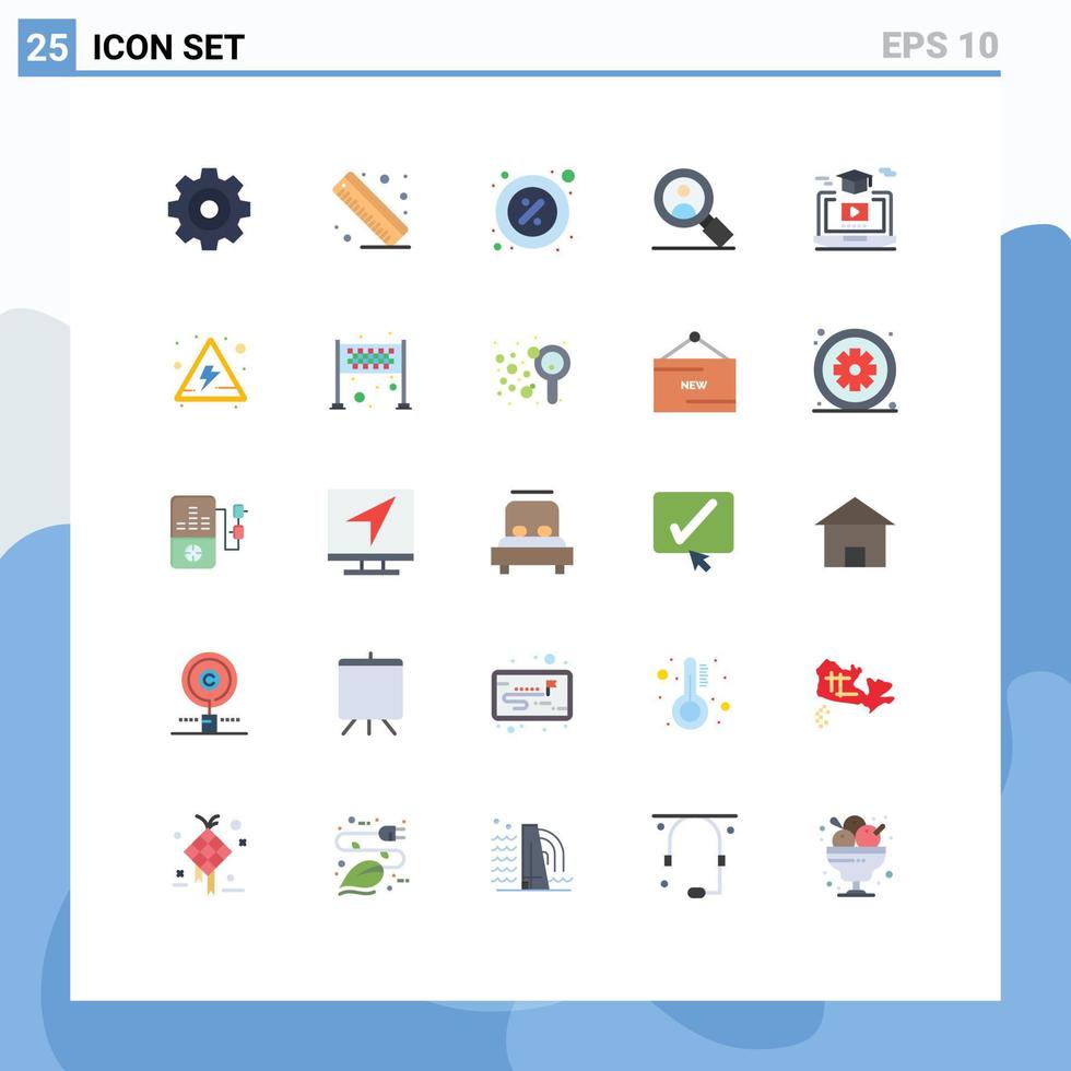 Stock Vector Icon Pack mit 25 Zeilenzeichen und Symbolen für Graduierung online Prozent Grad Forschung editierbare Vektordesign-Elemente
