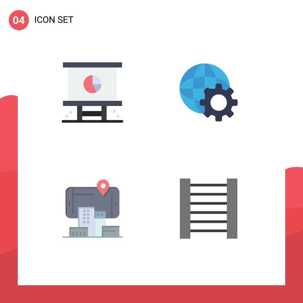 modern uppsättning av 4 platt ikoner pictograph av företag stad planera klot förstärkt redigerbar vektor design element