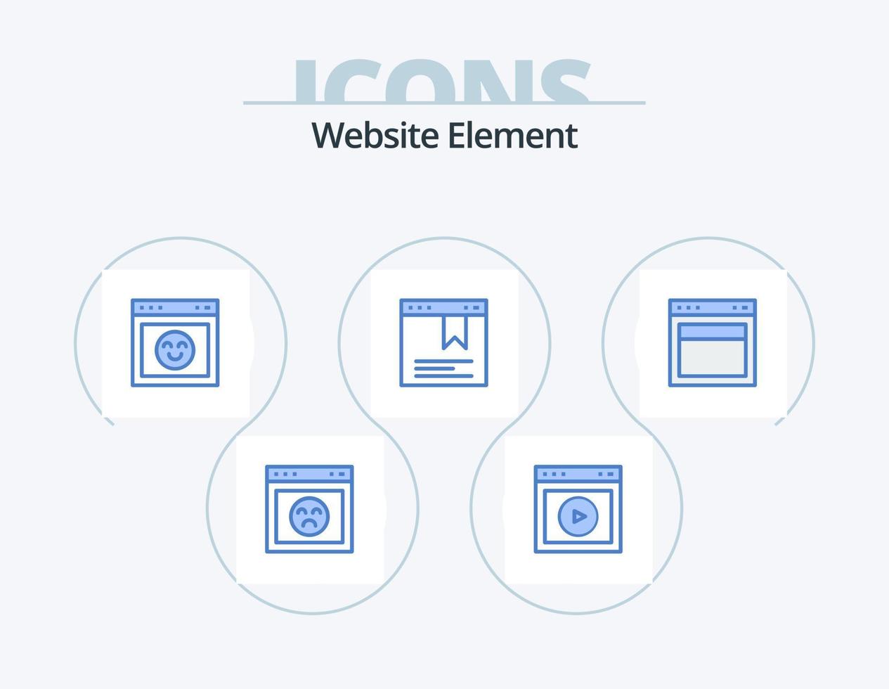 hemsida element blå ikon packa 5 ikon design. layout. hemsida. hemsida. sida. hemsida vektor