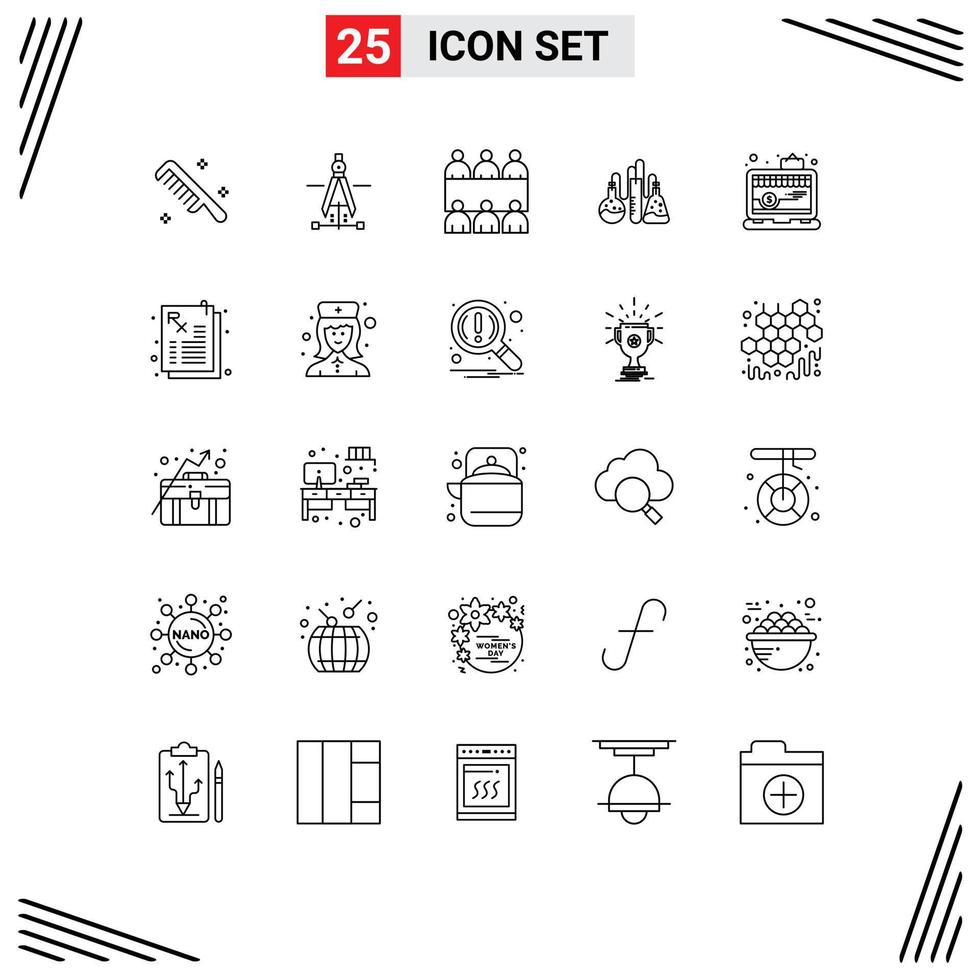 uppsättning av 25 modern ui ikoner symboler tecken för affär app konferens vetenskap dopa redigerbar vektor design element