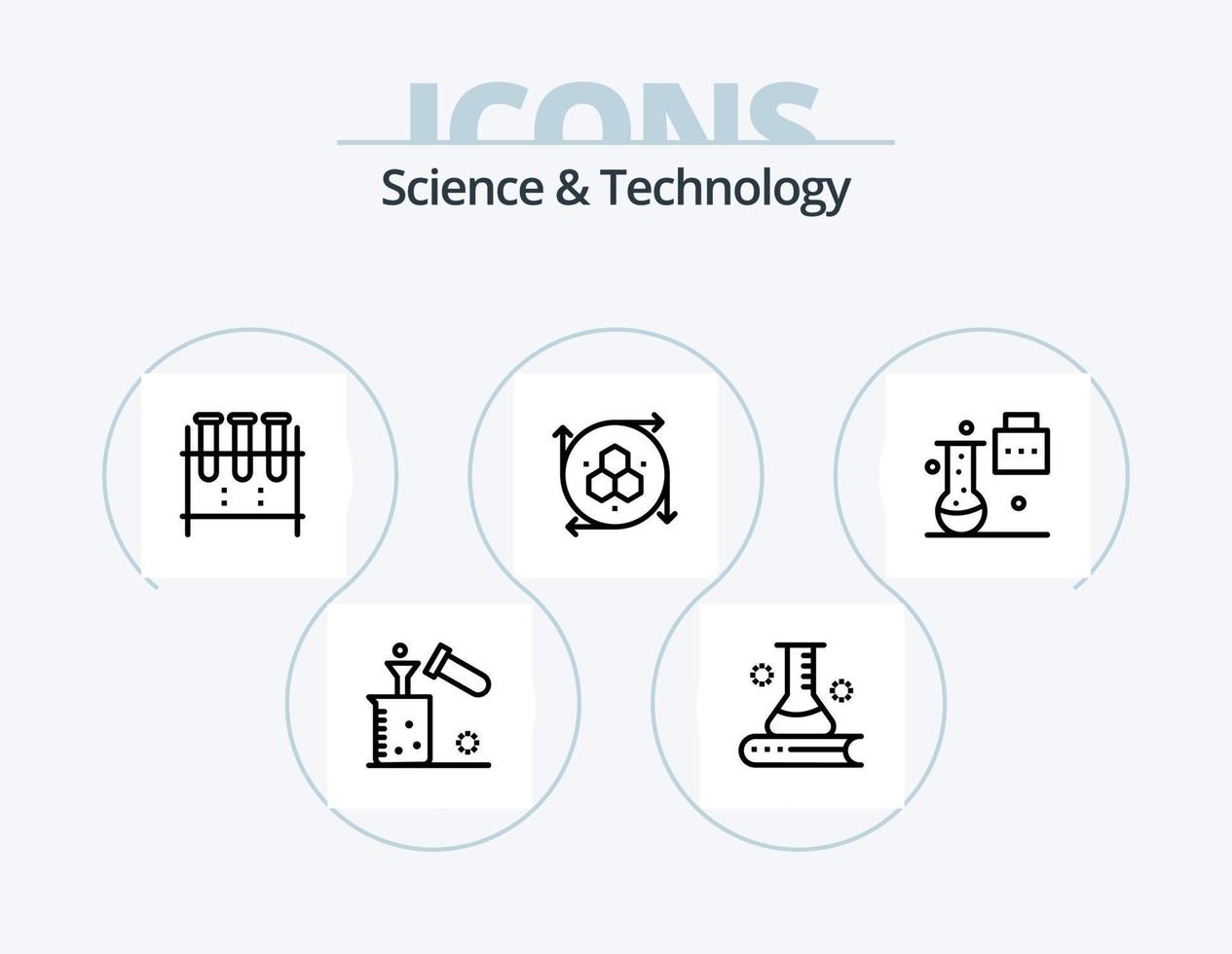 vetenskap och teknologi linje ikon packa 5 ikon design. fil lagring. moln rapportering. testa rör. arbete planen. team prestanda vektor
