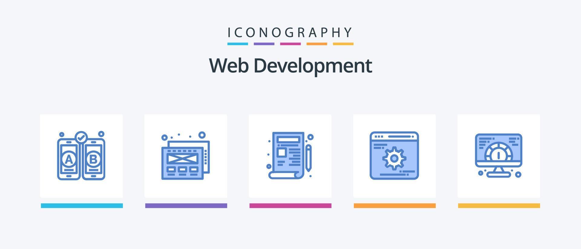 webb utveckling blå 5 ikon packa Inklusive . hemsida. teckning. webb. optimering. kreativ ikoner design vektor