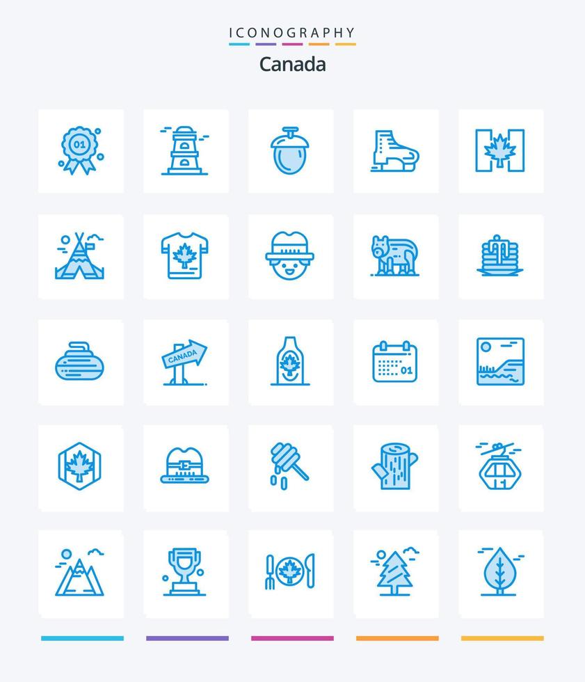 kreativ kanada 25 blå ikon packa sådan som Kanada. flagga. nötter. skandinavien. kanada vektor