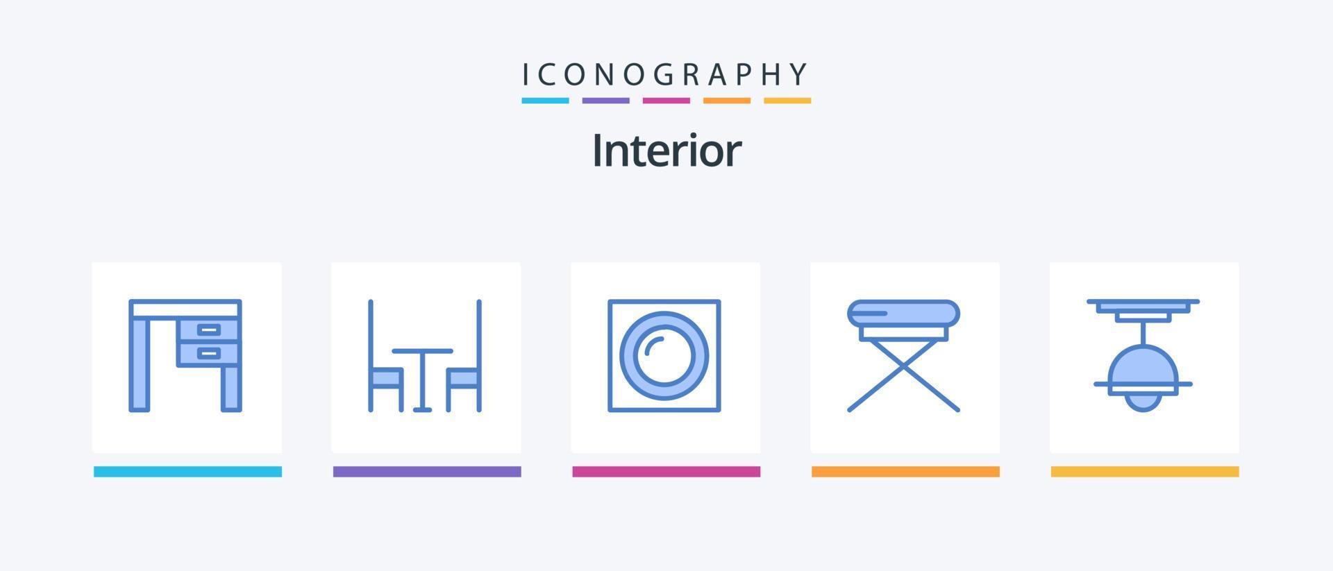 Interior Blue 5 Icon Pack inklusive Möbel. Sitz. Innere. Innere. Stuhl. kreatives Symboldesign vektor