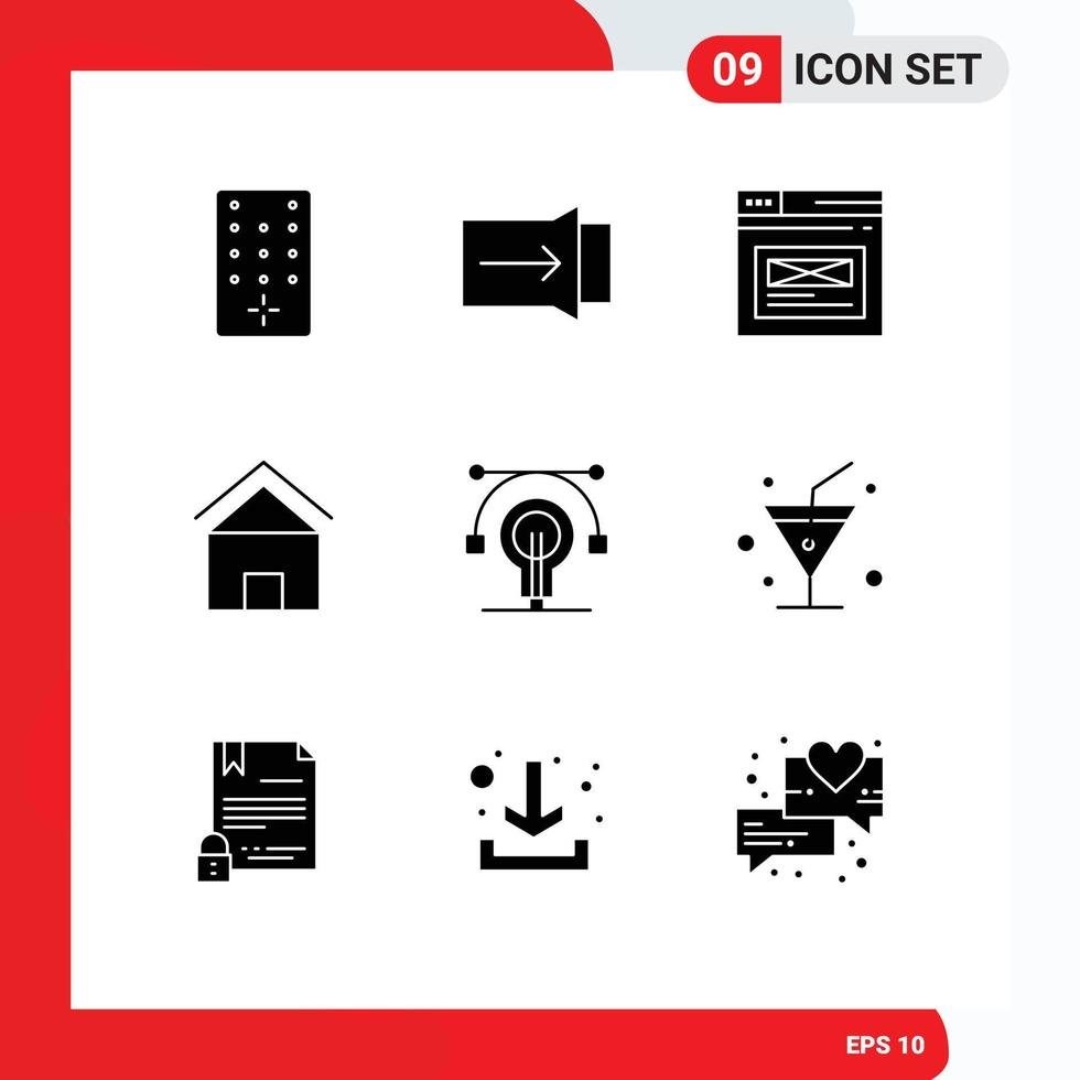 9 kreativ ikoner modern tecken och symboler av utbildning hydda webb hus stuga villa redigerbar vektor design element