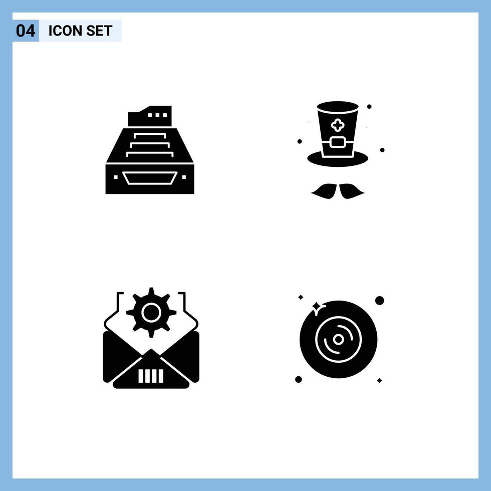 modern uppsättning av 4 fast glyfer och symboler sådan som filer irland data lagring miljö redigerbar vektor design element
