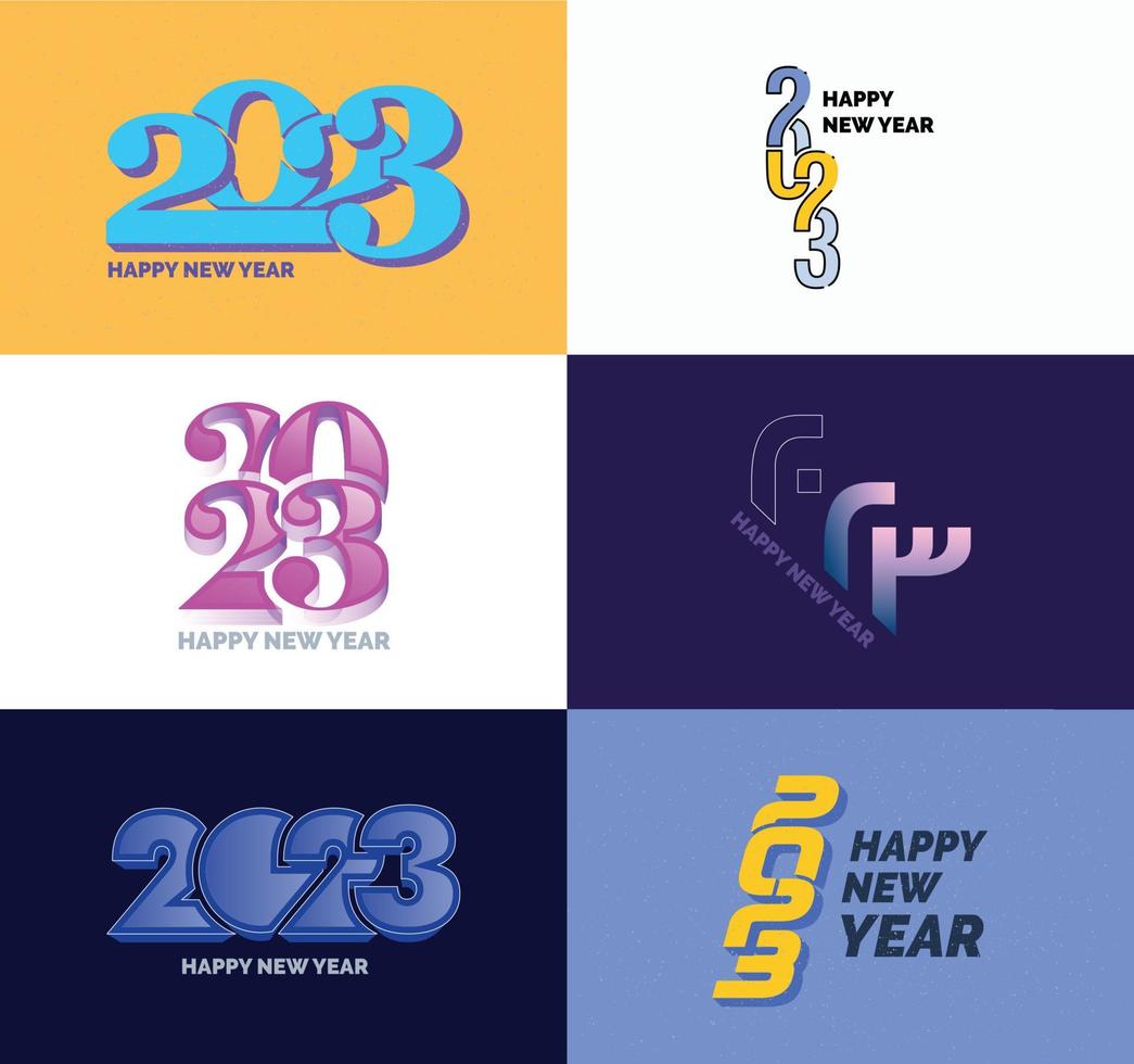 große reihe von 2023 frohes neues jahr logo text design 2023 zahlenentwurfsvorlage vektor