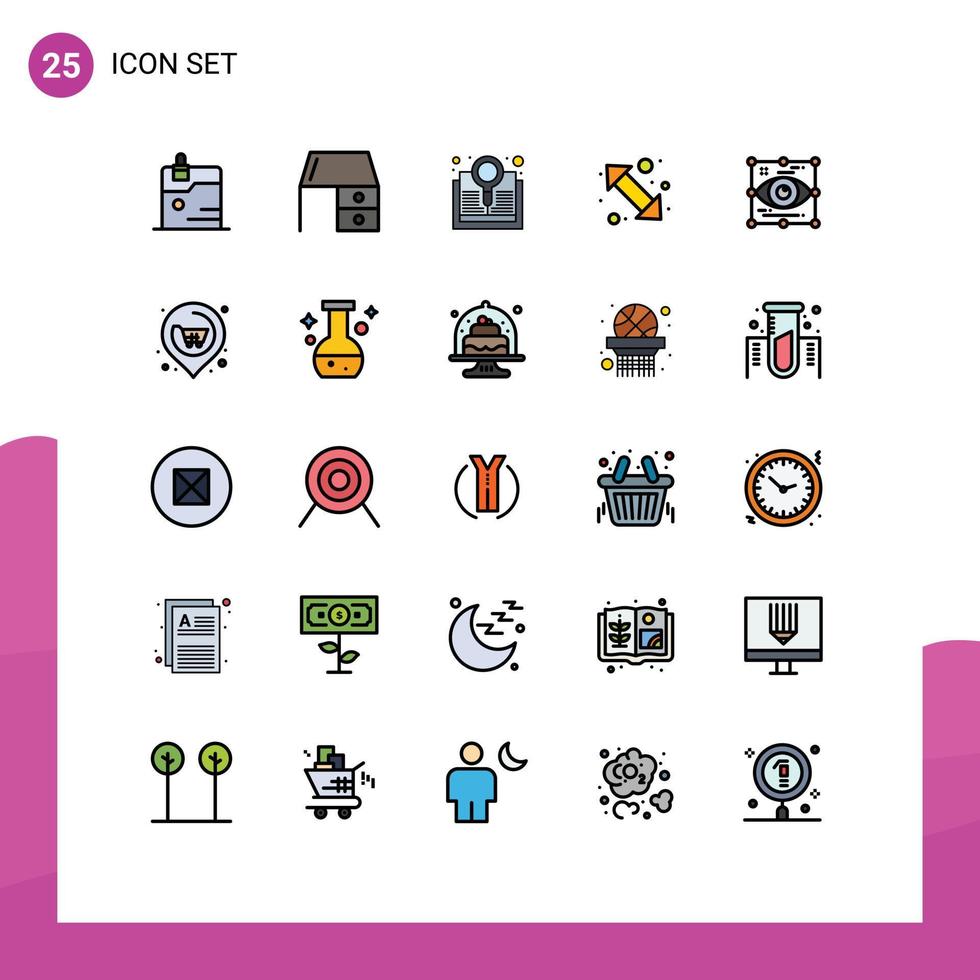 25 kreative Symbole moderne Zeichen und Symbole von oben rechts links Büromaterial suchen editierbare Vektordesign-Elemente vektor