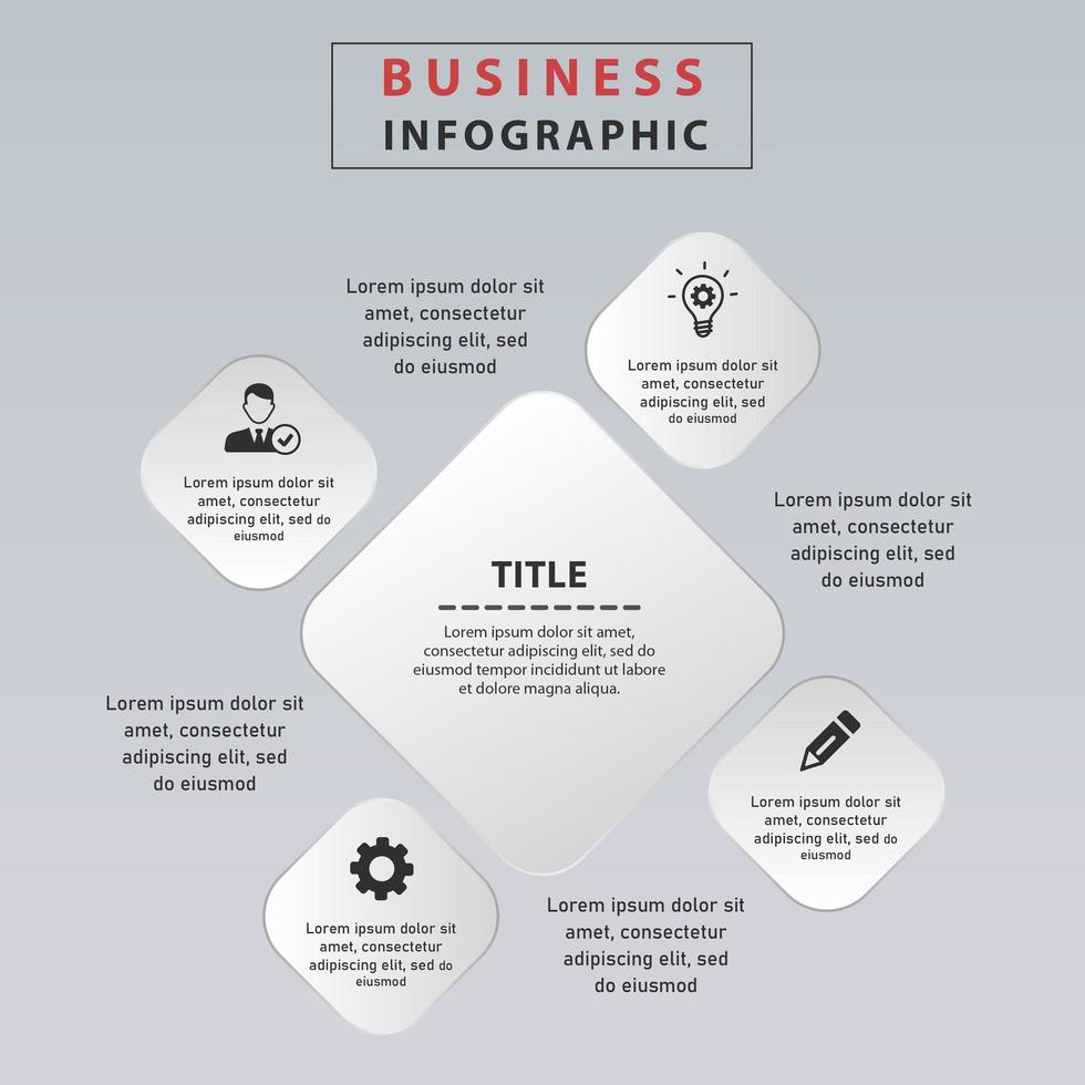 business fyrkantiga infografiska steg. affärsinfografisk etikettdesign med 4 alternativ. vektor