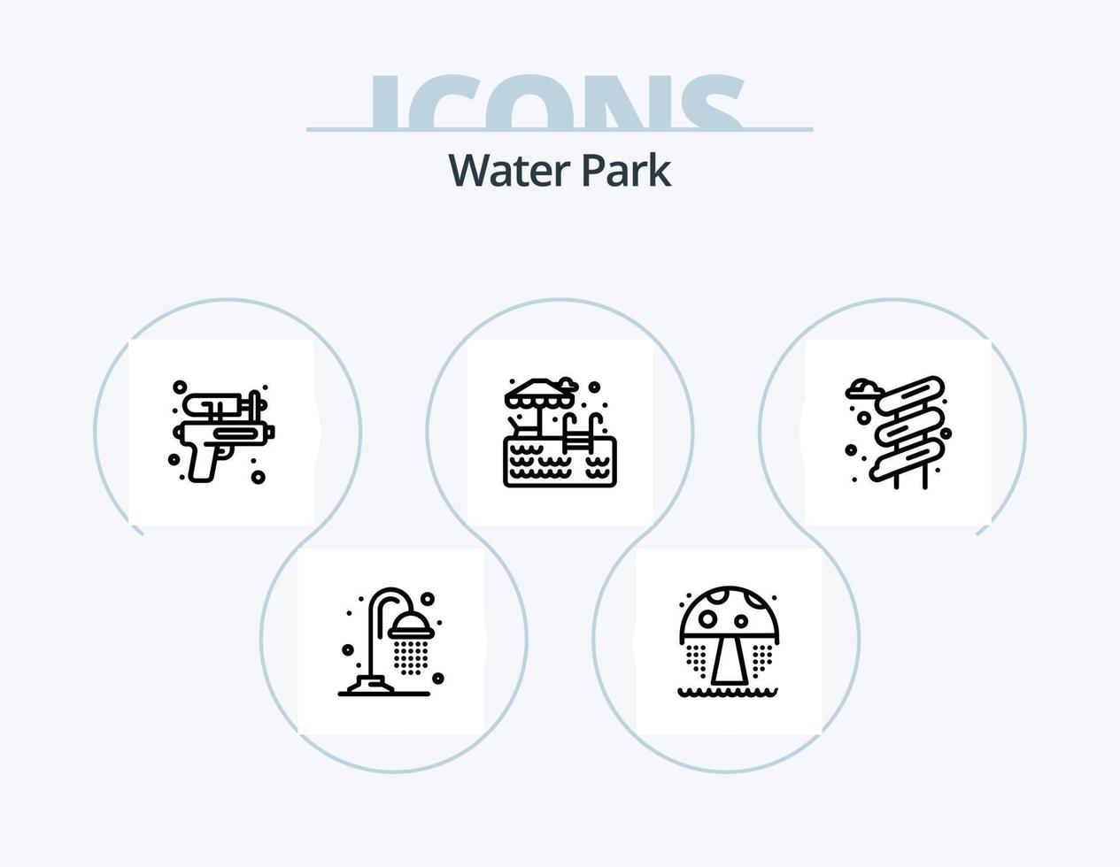 Wasserparklinie Icon Pack 5 Icon Design. . Park. Park. Wasser. Garten vektor