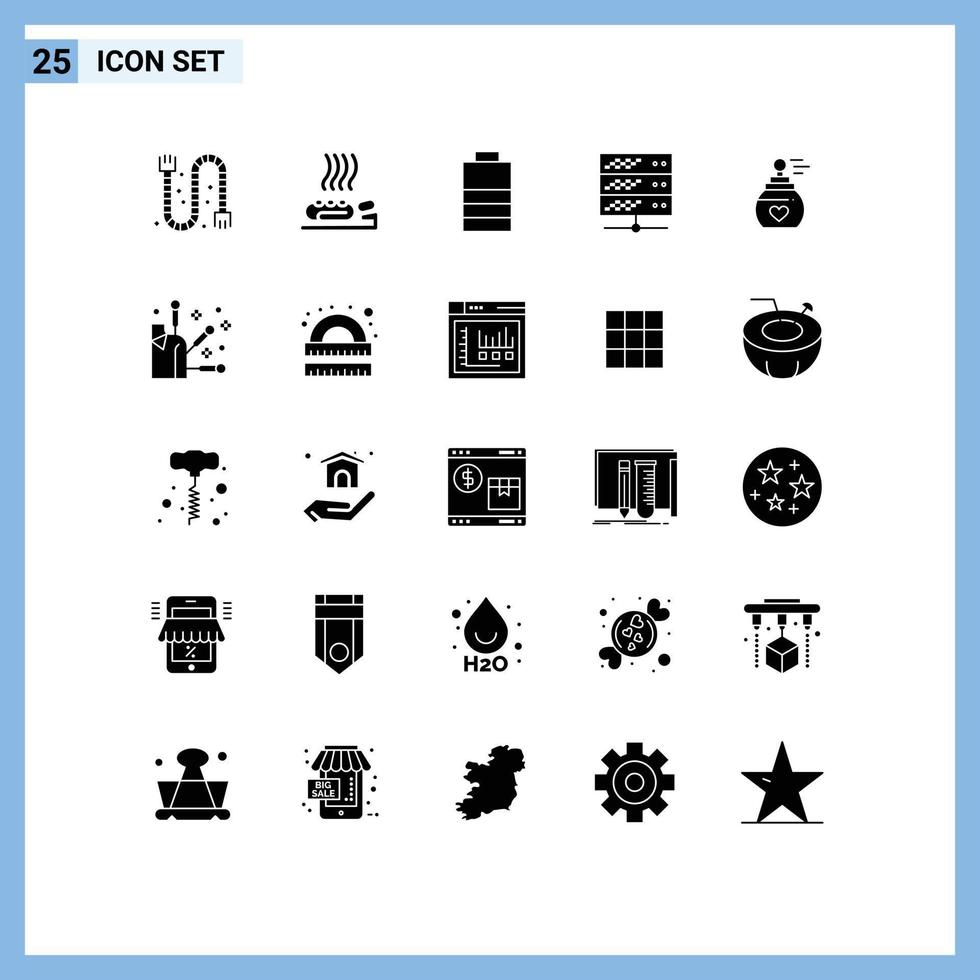 universell ikon symboler grupp av 25 modern fast glyfer av doft webb spa server värd redigerbar vektor design element