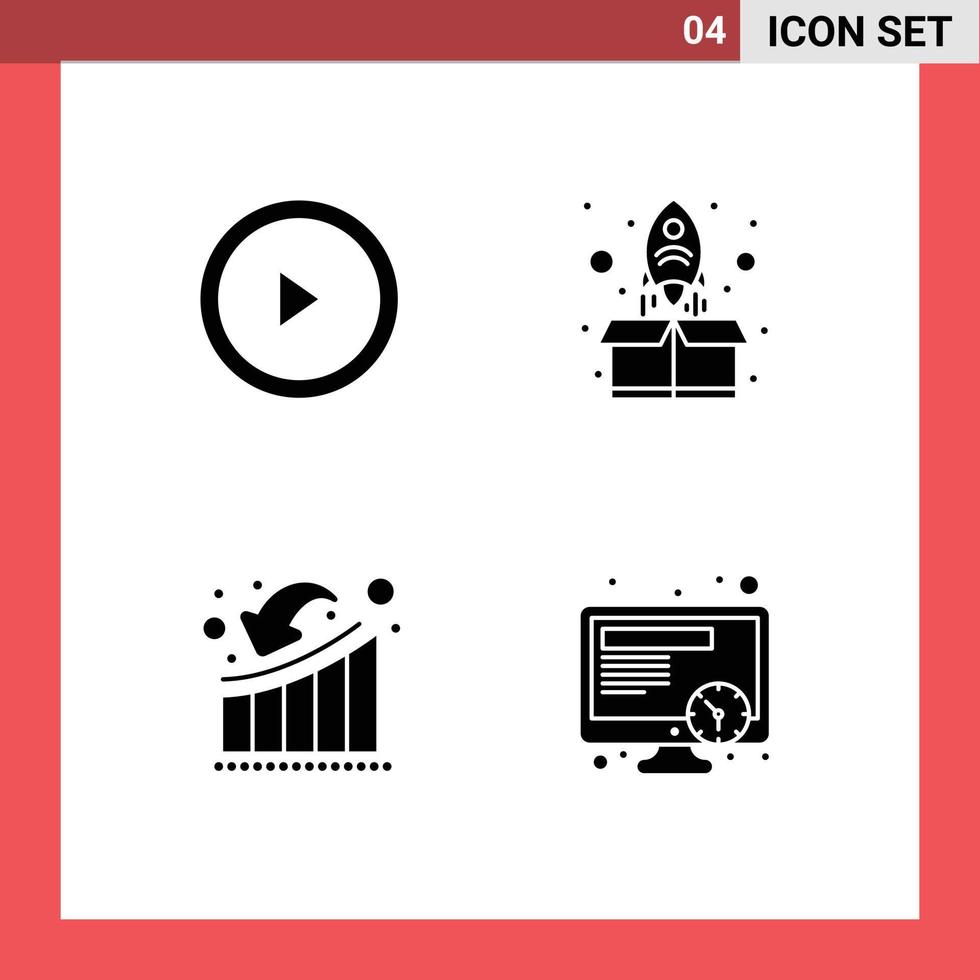 användare gränssnitt packa av 4 grundläggande fast glyfer av gränssnitt undergång raket paket förlust redigerbar vektor design element