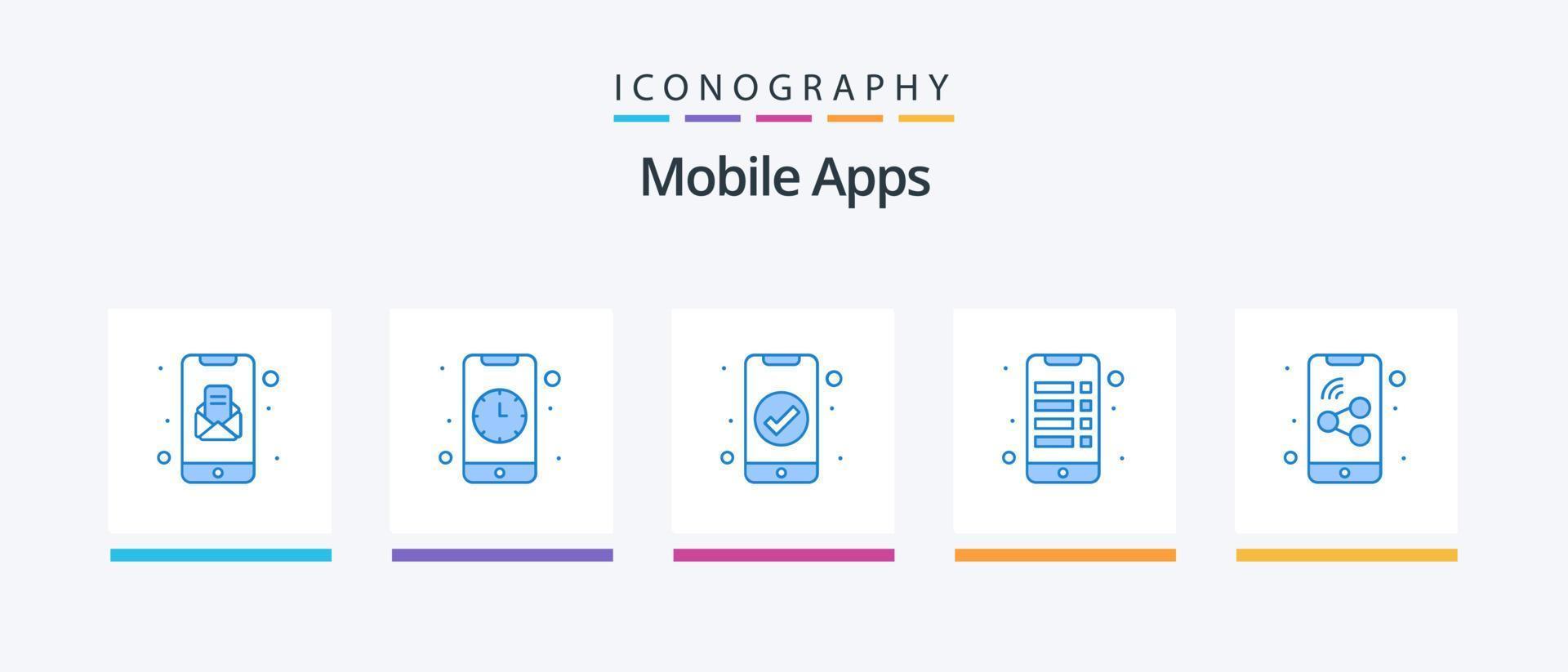 mobil appar blå 5 ikon packa Inklusive mobil. samspel. app. rutnät. mobil. kreativ ikoner design vektor