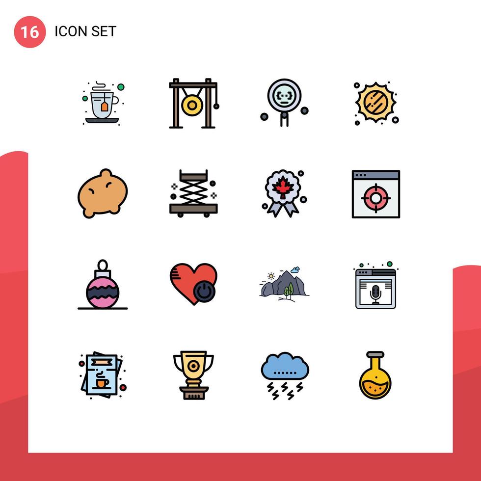Lager Vektor Icon Pack mit 16 Zeilenzeichen und Symbolen für Kartoffelwetter Codierung sonnige Suche editierbare kreative Vektordesign-Elemente