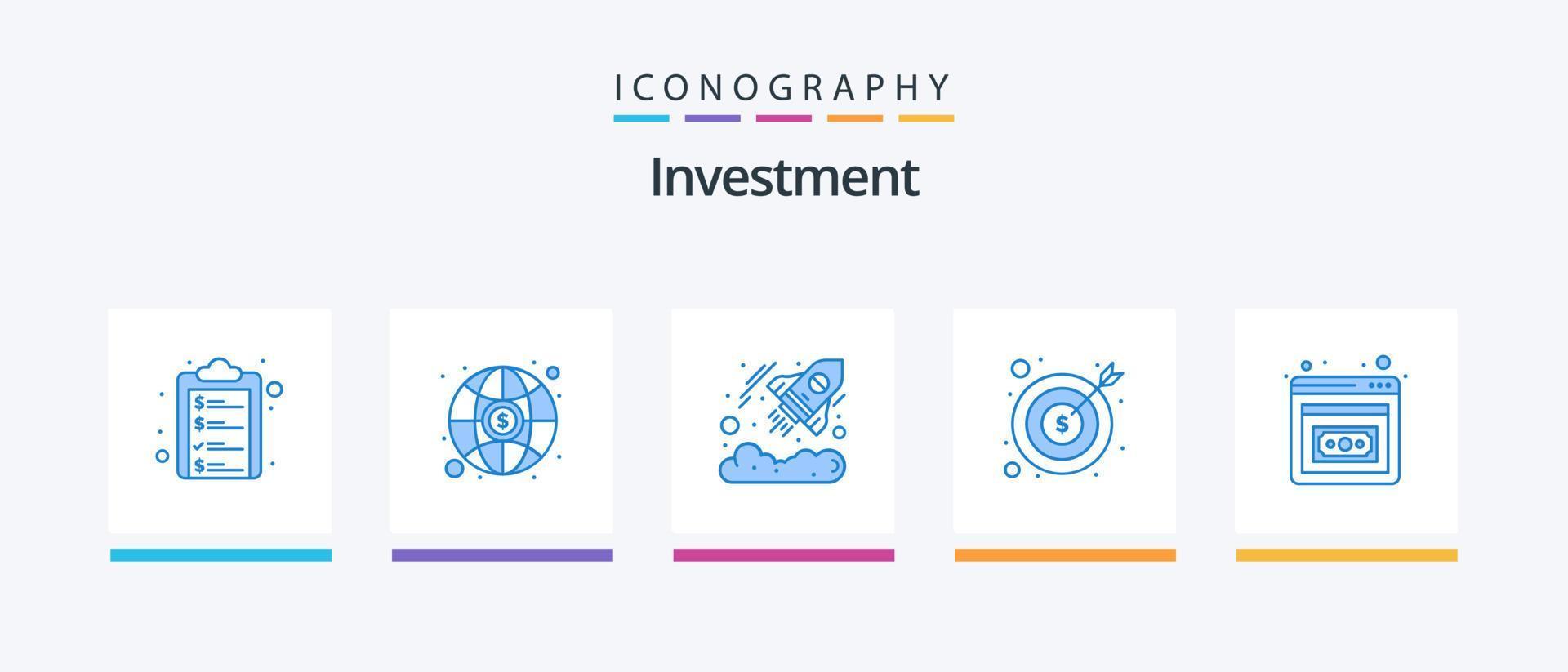 Investment Blue 5 Icon Pack inklusive Unternehmertum. Geld. Währung. Finanzen. Unternehmen. kreatives Symboldesign vektor