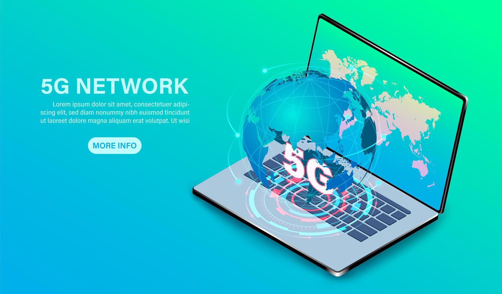 5g Internet-Netzwerk-Technologie-Banner mit Laptop vektor