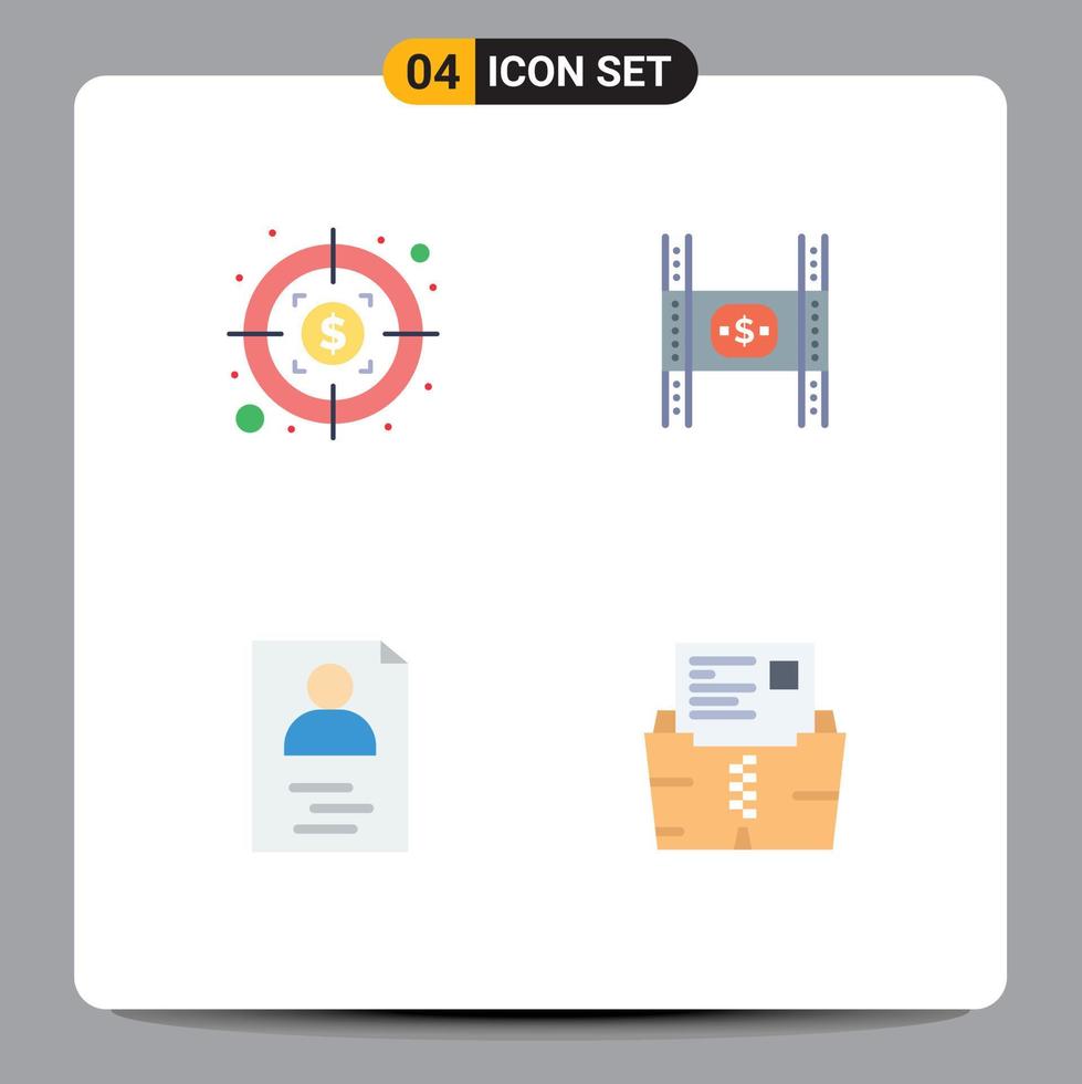 4 tematiska vektor platt ikoner och redigerbar symboler av dollar profil budget pengar blixtlås redigerbar vektor design element