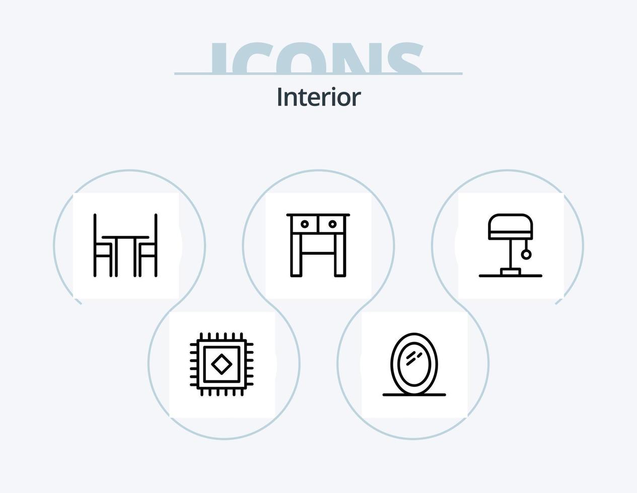 interiör linje ikon packa 5 ikon design. . badrum. . möbel vektor
