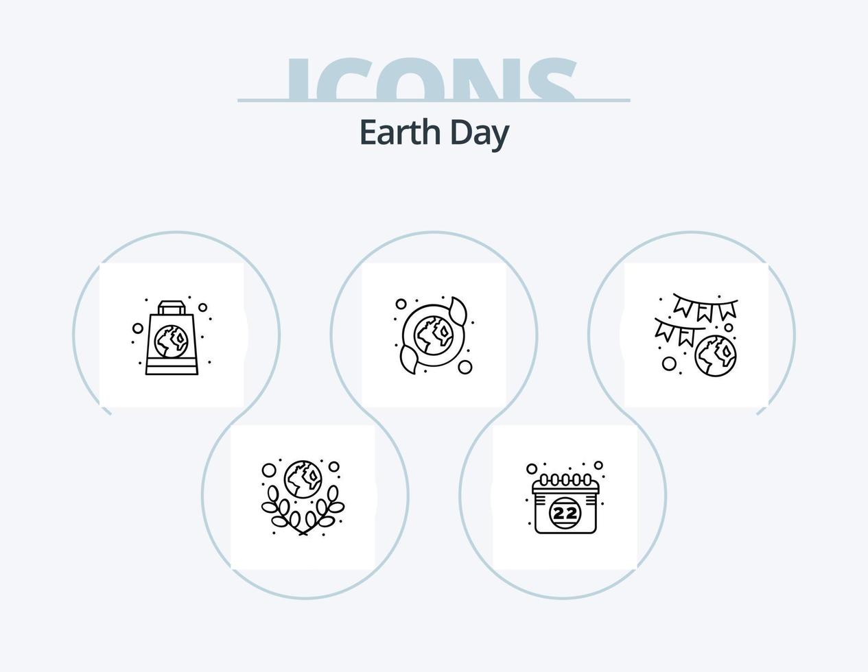 Earth Day Line Icon Pack 5 Icon Design. speichern. grün. speichern. Erde. Ökologie vektor